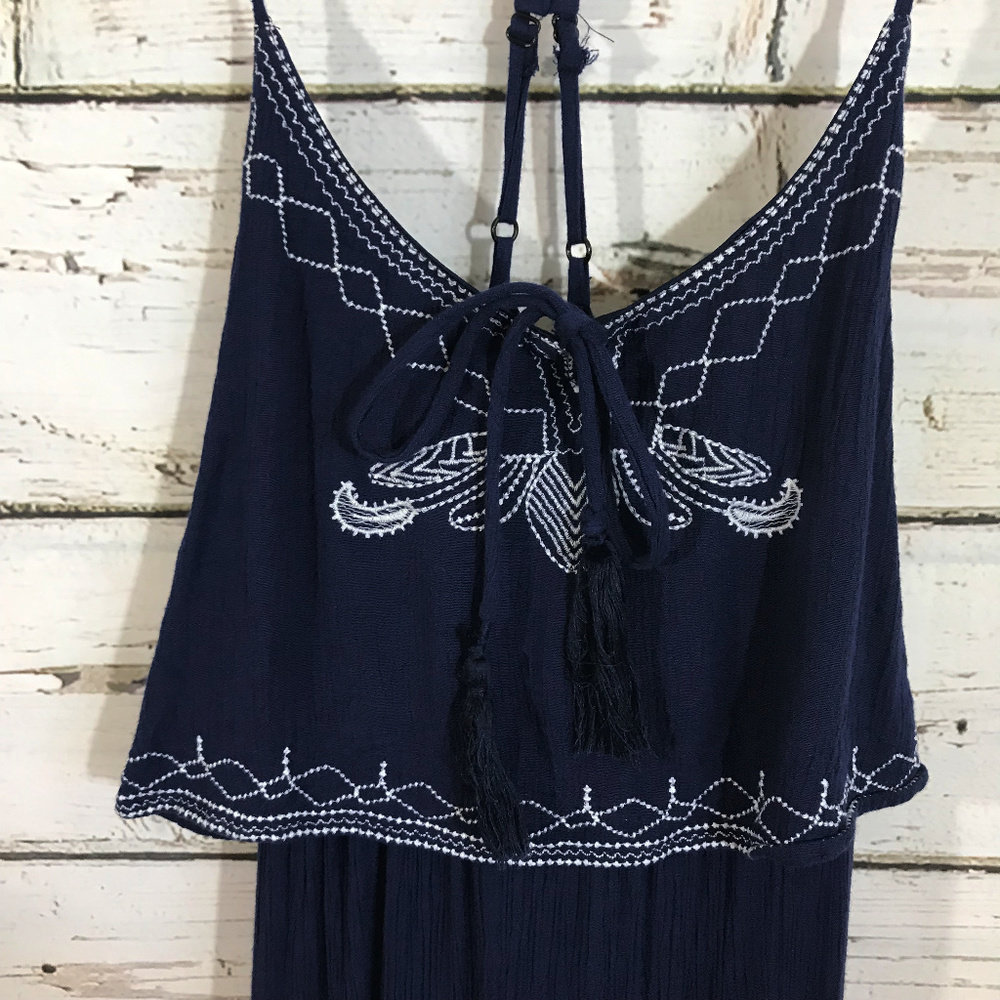 Boho Blue Strap Embroidered Dress - Picture 2 of 4